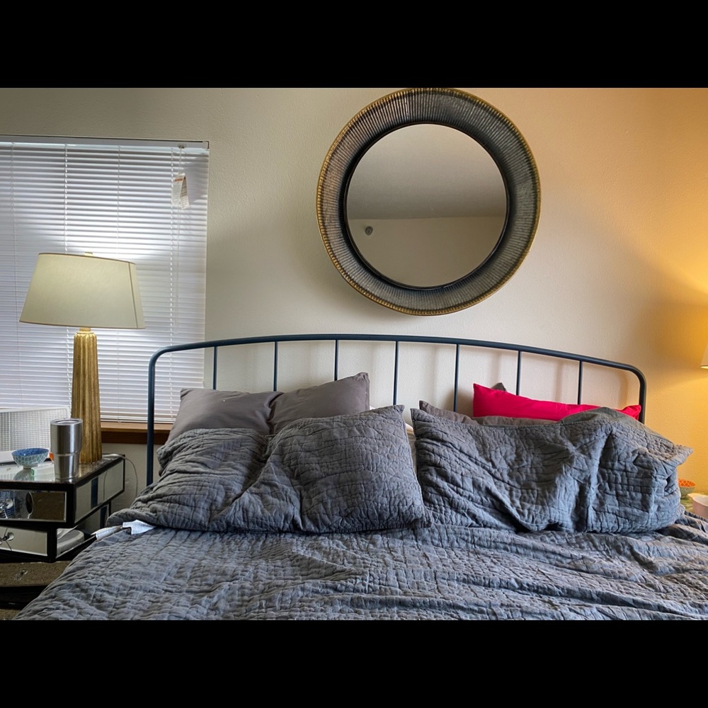 LARGE SILVER AND GOLD ROUND MIRROR
